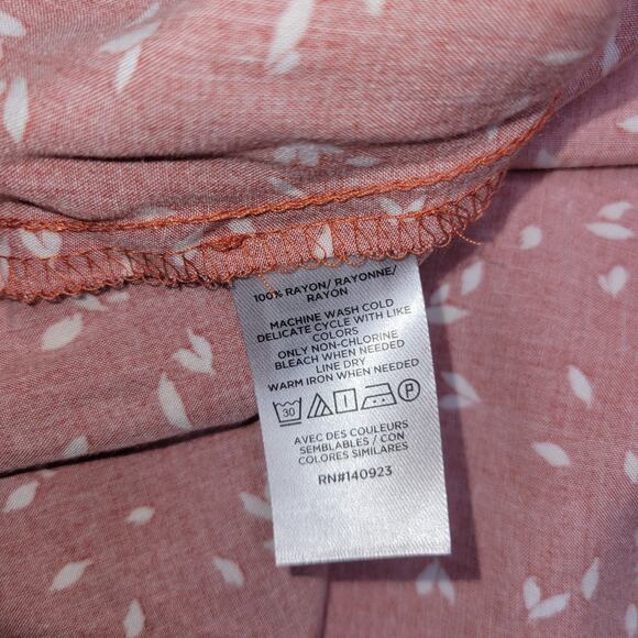 Women Midi Dress Size 14P Orange Loft Outlet Sleeveless Button Front Cottagecore - Picture 7 of 11